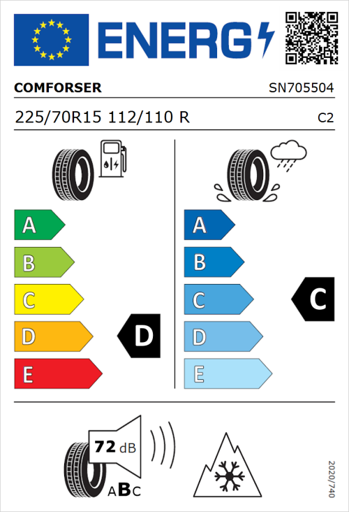 Tyre Label for Comforser CF300 225/70R15 112/110R