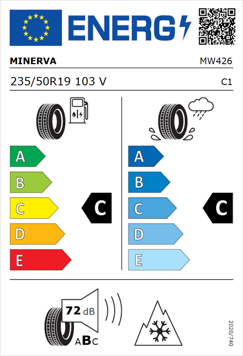 Tyre Label for Minerva Frostrack HP 235/50R19 103V