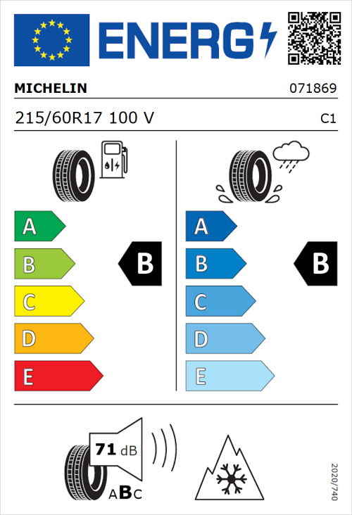 Tyre Label for Michelin CrossClimate 2 215/60R17 100V
