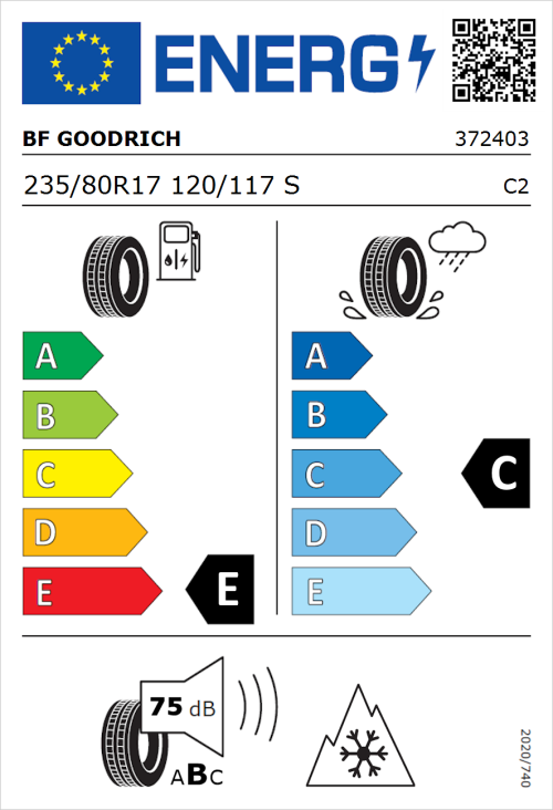 Tyre Label for BF Goodrich All-Terrain T/A KO3 235/80R17 120/117S