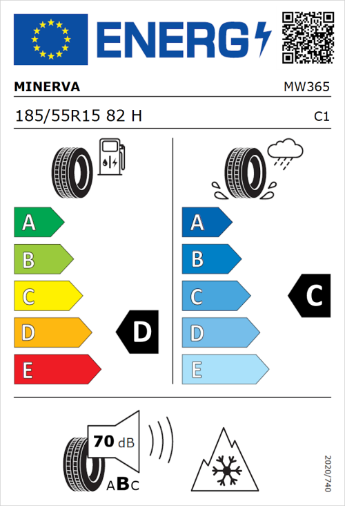 Tyre Label for Minerva Frostrack HP 185/55R15 82H